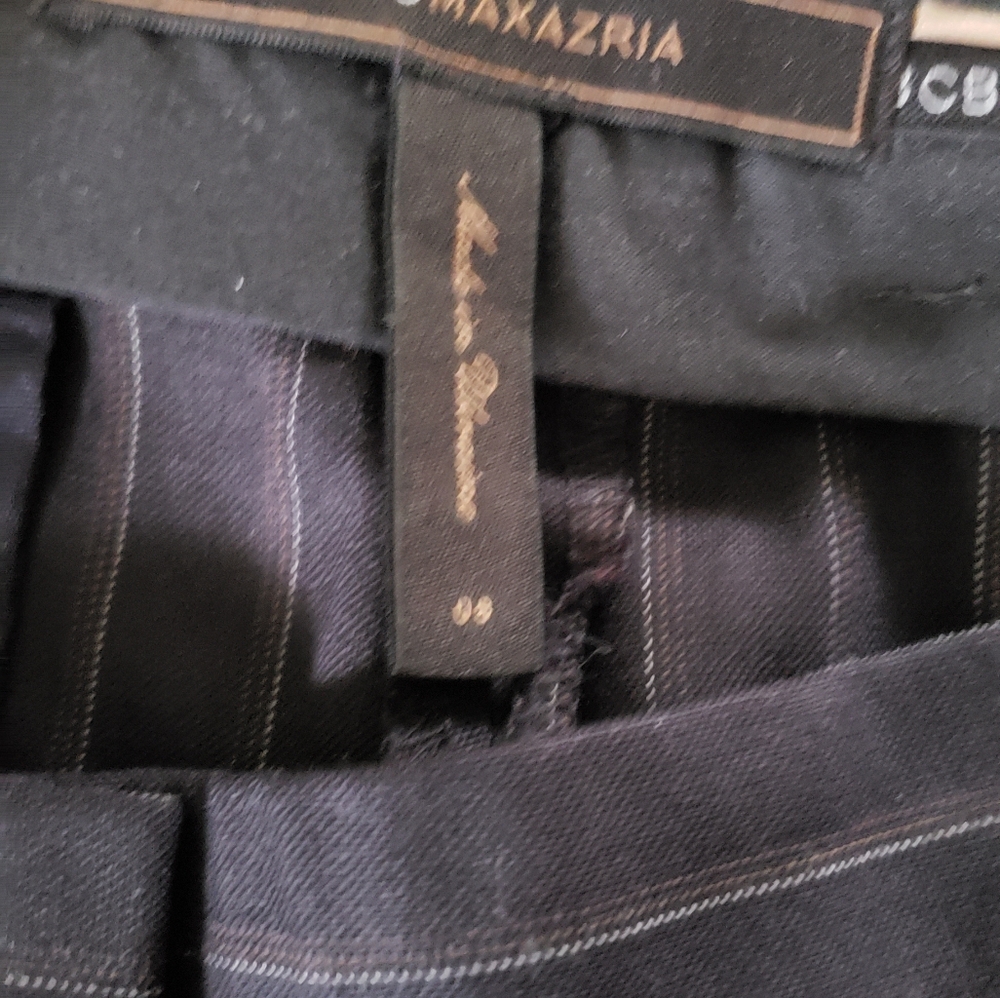 BCBGMaxazria Wool Wide Leg Trouser Pinstripe Dress Pants Size 8 Black - Picture 5 of 10